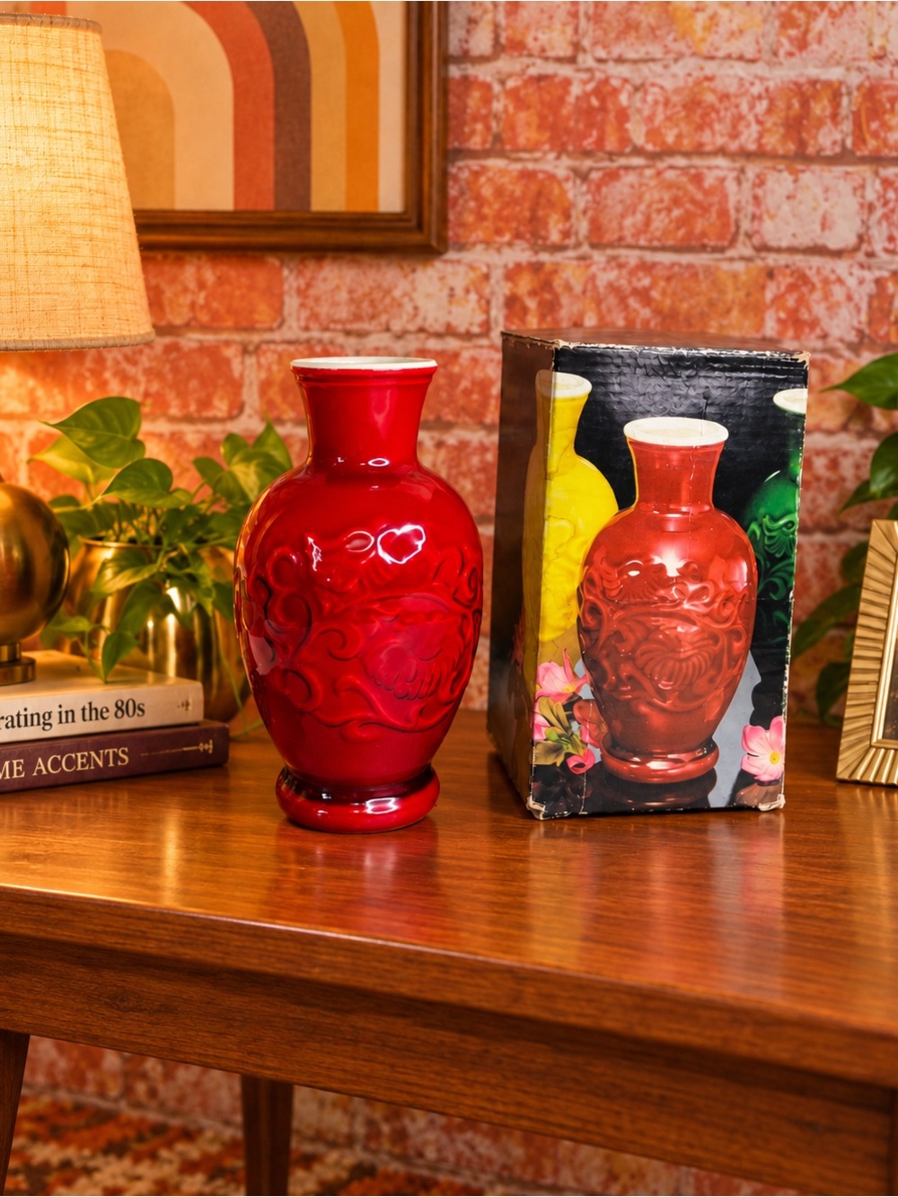 Red Decorative Ceramic Vase - Unbranded